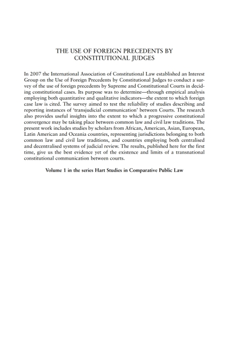 Cover image for book The Use of Foreign Precedents by Constitutional Judges