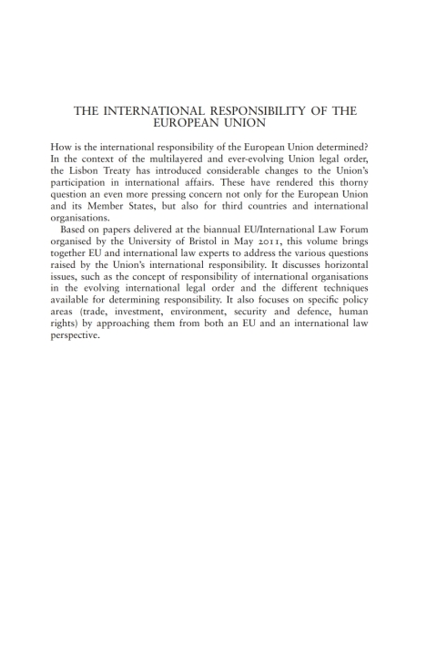 Cover image for book The International Responsibility of the European Union