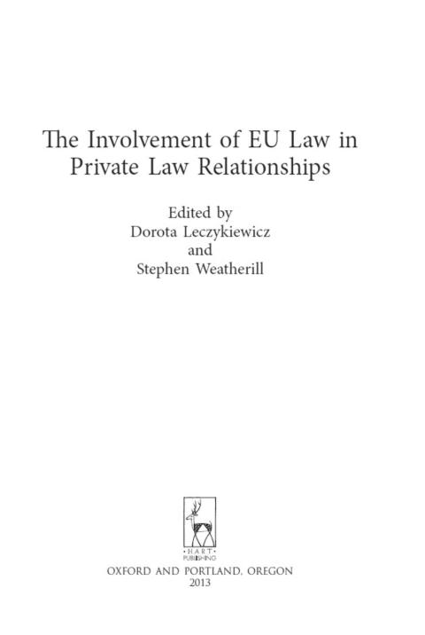 Cover image for book The Involvement of EU Law in Private Law Relationships