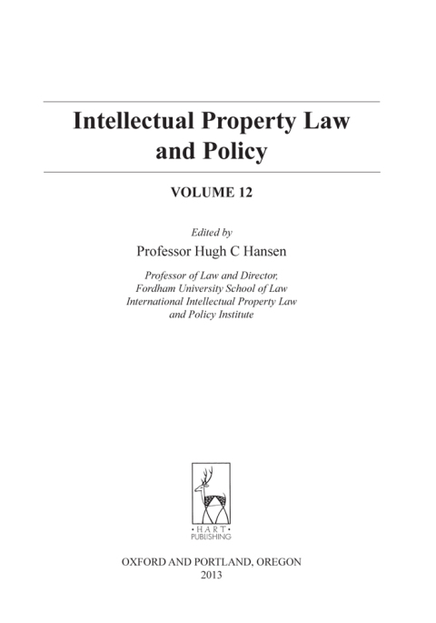 Cover image for book Intellectual Property Law and Policy Volume 12