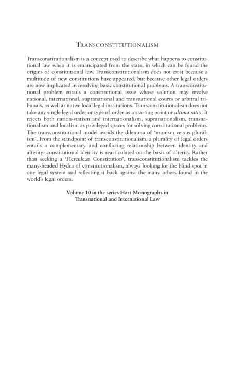 Cover image for book Transconstitutionalism