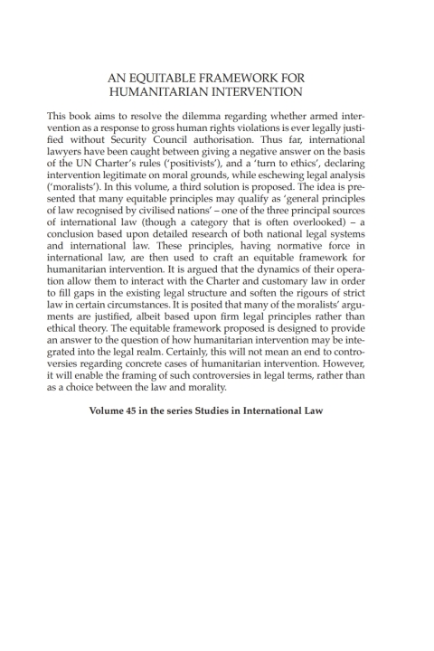 Cover image for book An Equitable Framework for Humanitarian Intervention