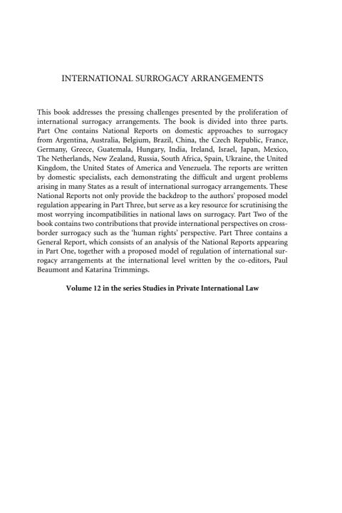 Cover image for book International Surrogacy Arrangements