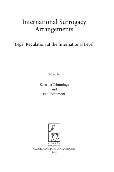 Cover image for book International Surrogacy Arrangements