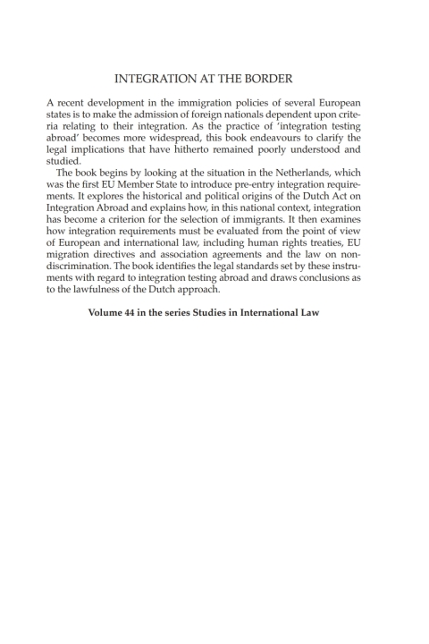 Cover image for book Integration at the Border