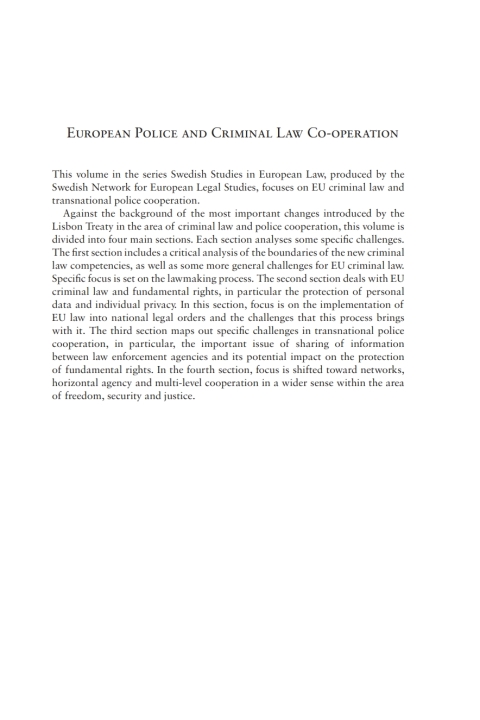 Cover image for book European Police and Criminal Law Co-operation, Volume 5