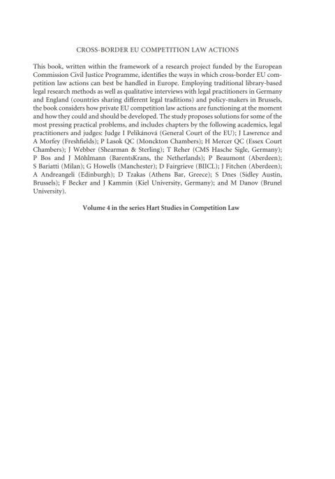 Cover image for book Cross-Border EU Competition Law Actions