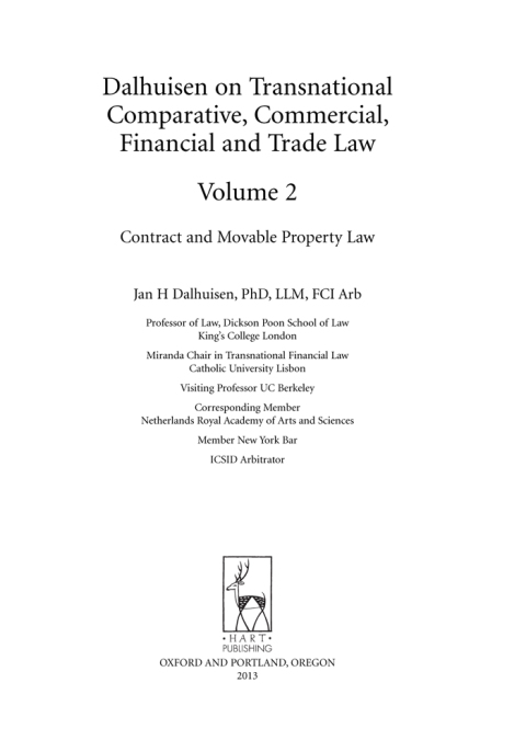 Cover image for book Dalhuisen on Transnational Comparative, Commercial, Financial and Trade Law Volume 2
