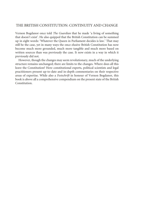 Cover image for book The British Constitution: Continuity and Change