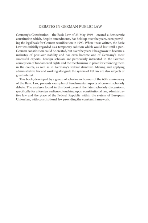 Cover image for book Debates in German Public Law