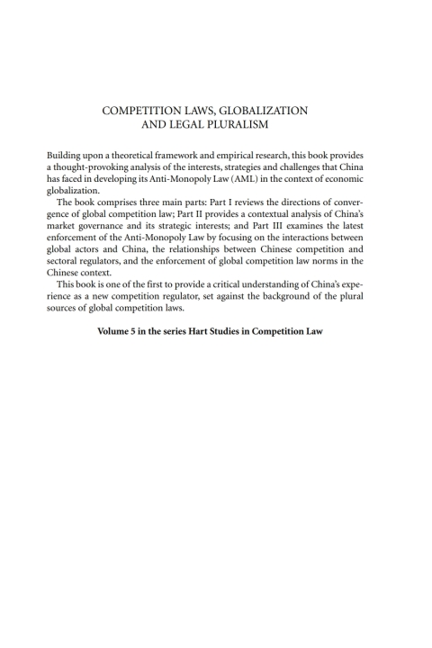 Cover image for book Competition Laws, Globalization and Legal Pluralism