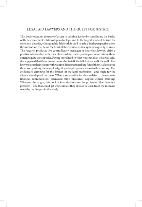 Cover image for book Legal Aid Lawyers and the Quest for Justice