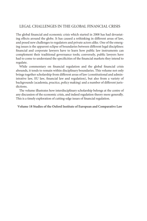 Cover image for book Legal Challenges in the Global Financial Crisis
