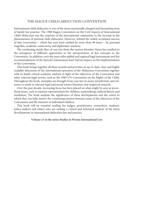 Cover image for book The Hague Child Abduction Convention