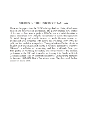Studies in the History of Tax Law, Volume 6