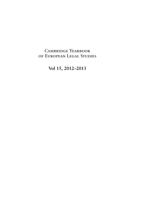 Cover image for book Cambridge Yearbook of European Legal Studies, Vol 15 2012-2013