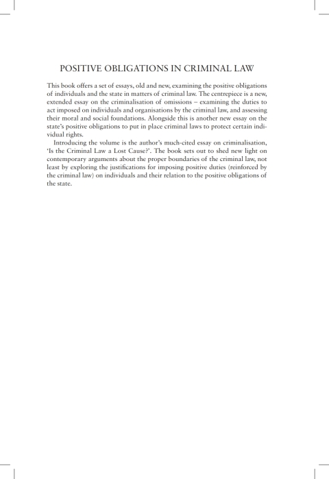 Cover image for book Positive Obligations in Criminal Law