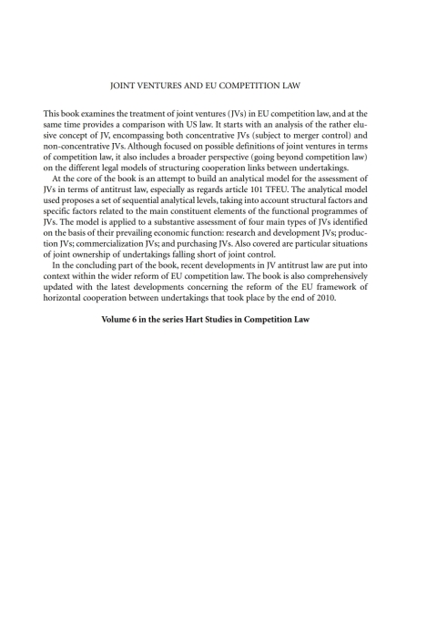 Cover image for book Joint Ventures and EU Competition Law