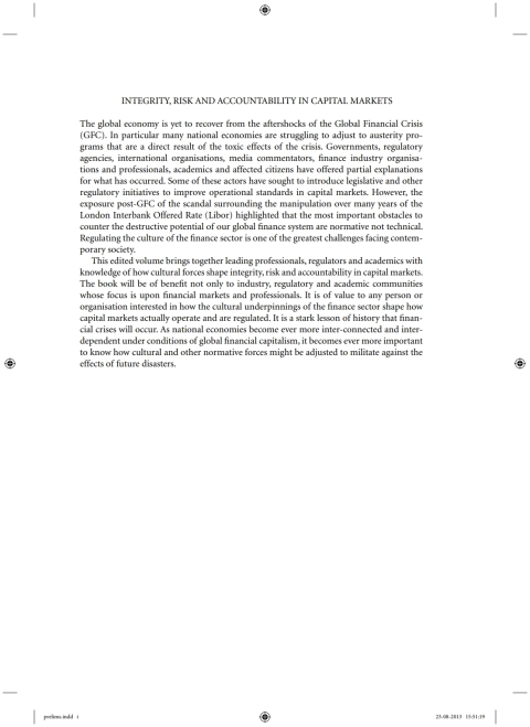 Cover image for book Integrity, Risk and Accountability in Capital Markets