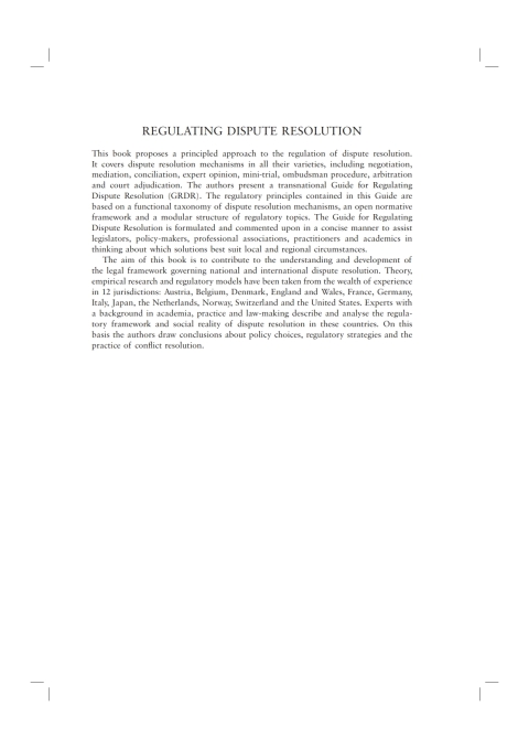 Cover image for book Regulating Dispute Resolution