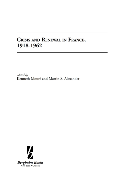 Cover image for book Crisis and Renewal in France, 1918-1962