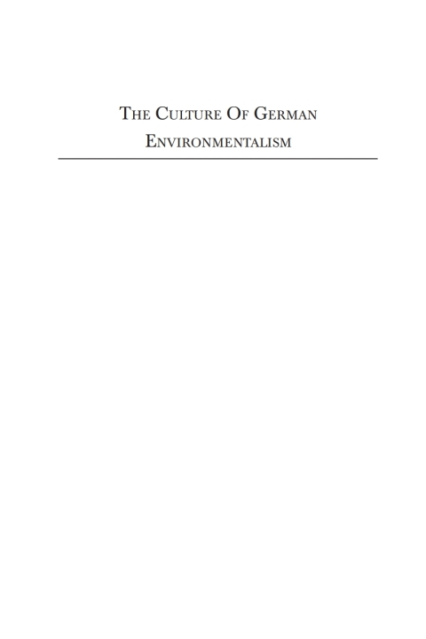 Cover image for book The Culture of German Environmentalism