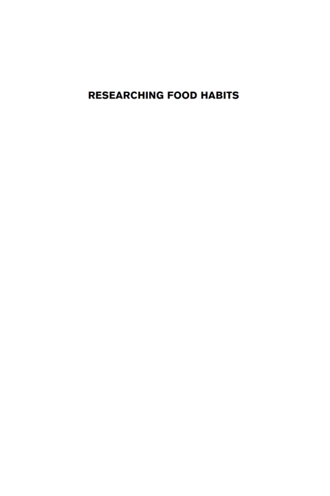 Cover image for book Researching Food Habits