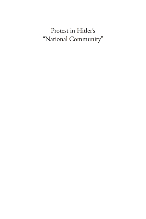 Cover image for book Protest in Hitler's “National Community”