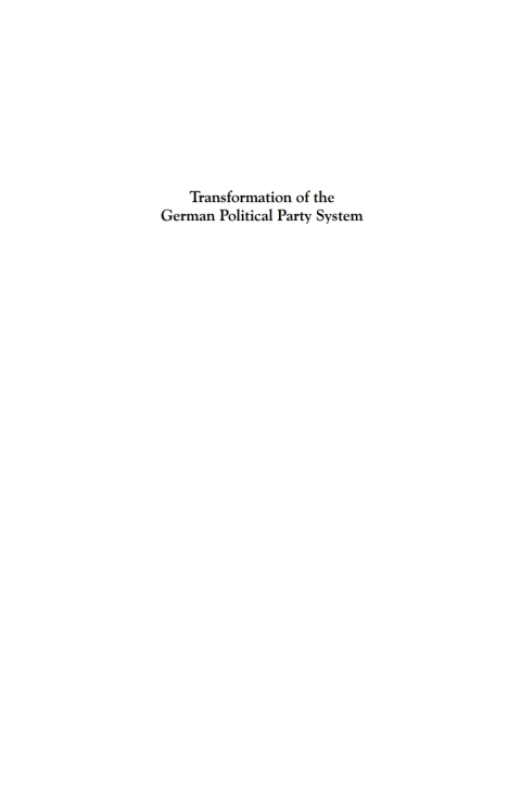 Cover image for book Transformation of the German Political Party System
