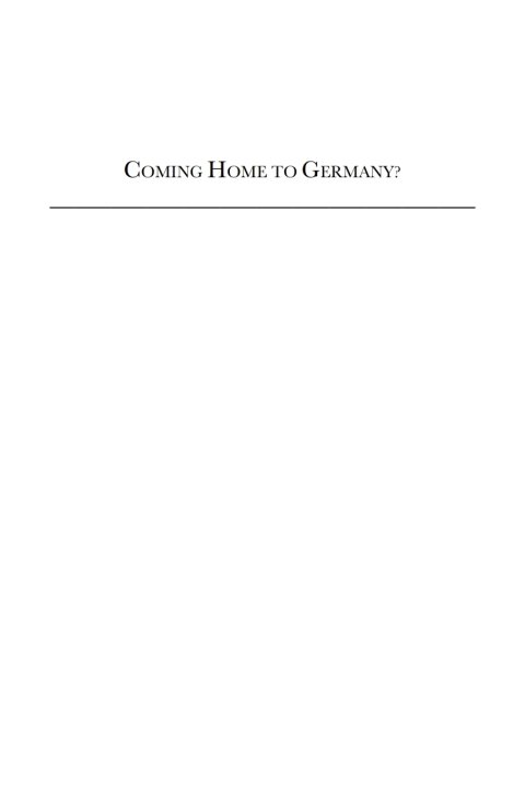 Cover image for book Coming Home to Germany?