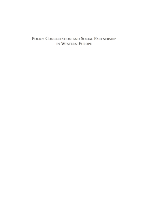 Cover image for book Policy Concertation and Social Partnership in Western Europe