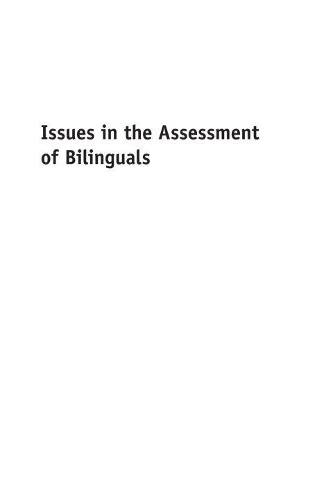 Cover image for book Issues in the Assessment of Bilinguals