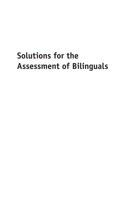 Cover image for book Solutions for the Assessment of Bilinguals
