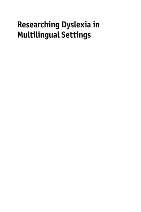 Cover image for book Researching Dyslexia in Multilingual Settings