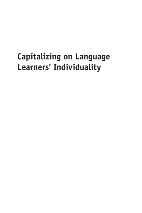 Cover image for book Capitalizing on Language Learners' Individuality