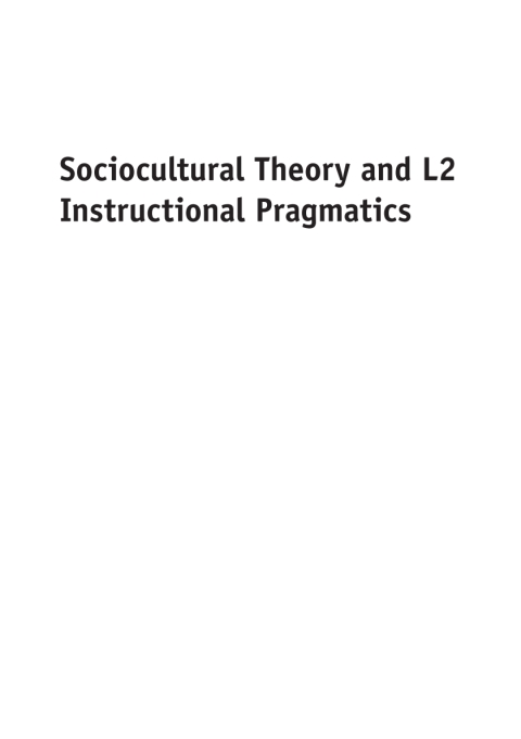 Cover image for book Sociocultural Theory and L2 Instructional Pragmatics