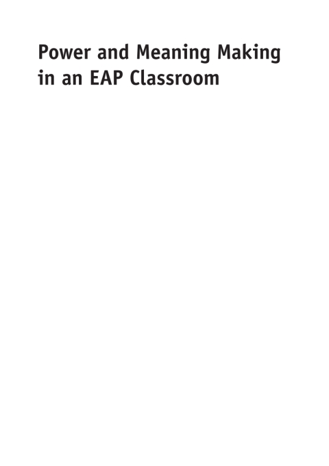 Cover image for book Power and Meaning Making in an EAP Classroom