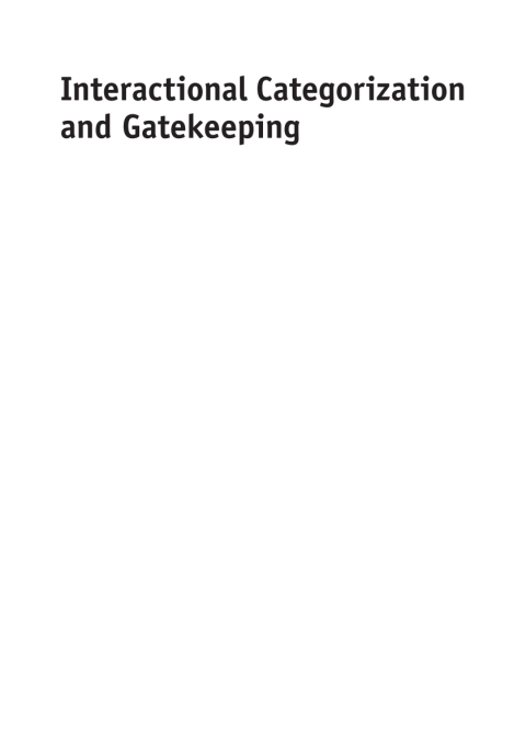 Cover image for book Interactional Categorization and Gatekeeping