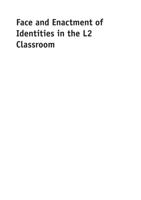 Cover image for book Face and Enactment of Identities in the L2 Classroom