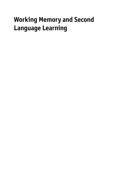Cover image for book Working Memory and Second Language Learning