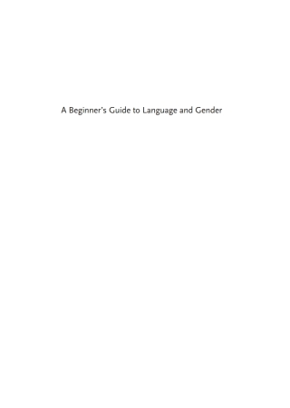 A Beginner's Guide to Language and Gender