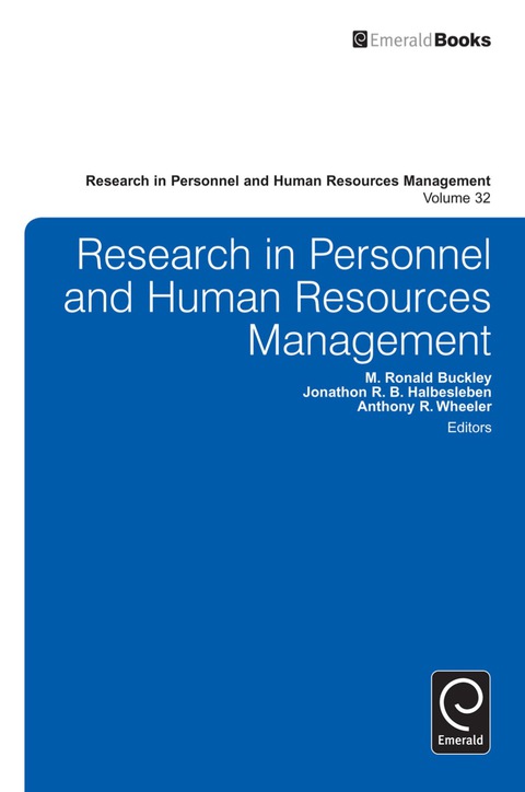 Cover image for book Research in Personnel and Human Resources Management