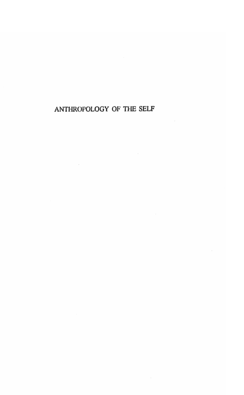 Cover image for book Anthropology of the Self
