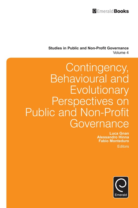 Cover image for book Contingency, Behavioural and Evolutionary Perspectives on Public and Non-Profit Governance