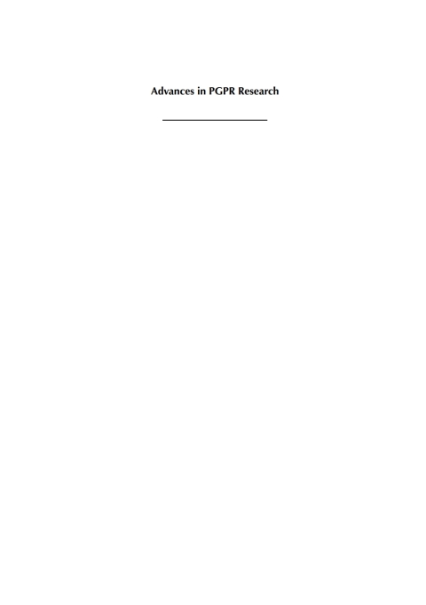 Advances in PGPR Research 