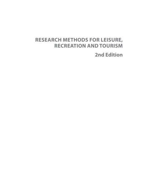 Cover image for book Research Methods for Leisure, Recreation and Tourism