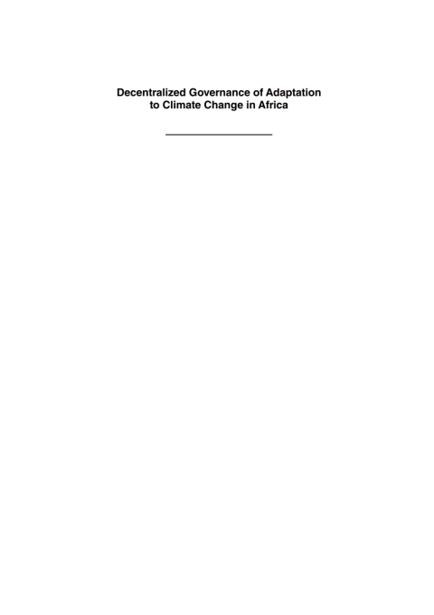 Cover image for book Decentralized Governance of Adaptation to Climate Change in Africa