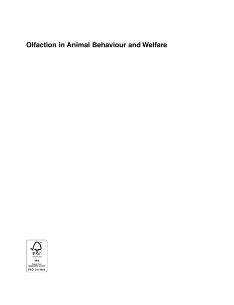 Olfaction in Animal Behaviour and Welfare 