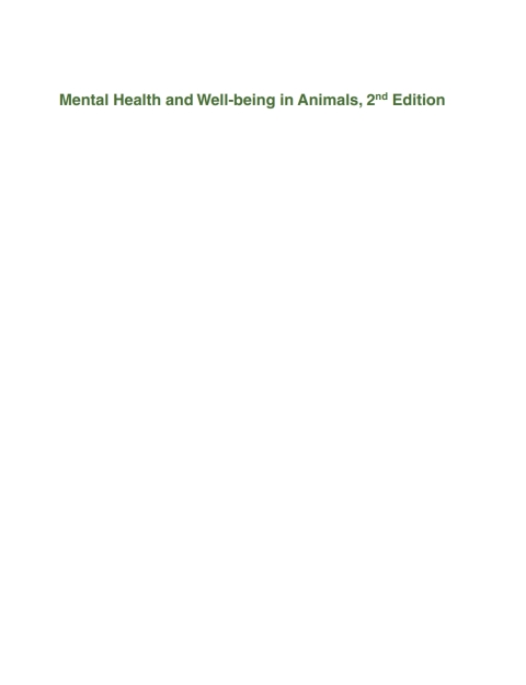 Cover image for book Mental Health and Well-being in Animals