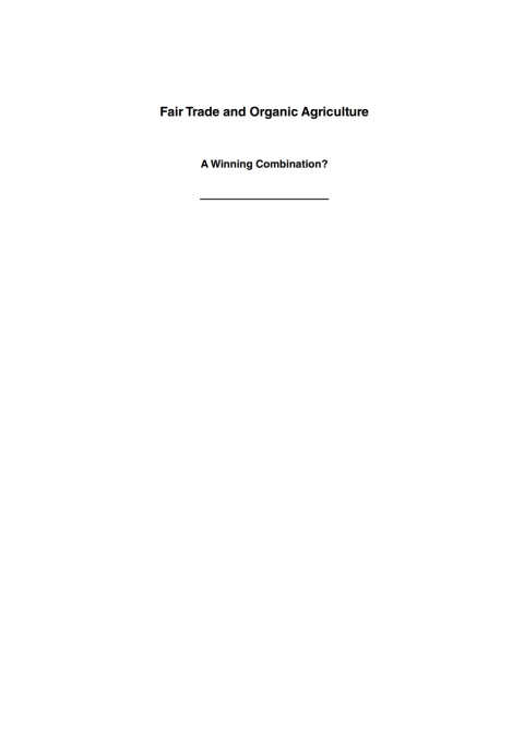 Cover image for book Fair Trade and Organic Agriculture